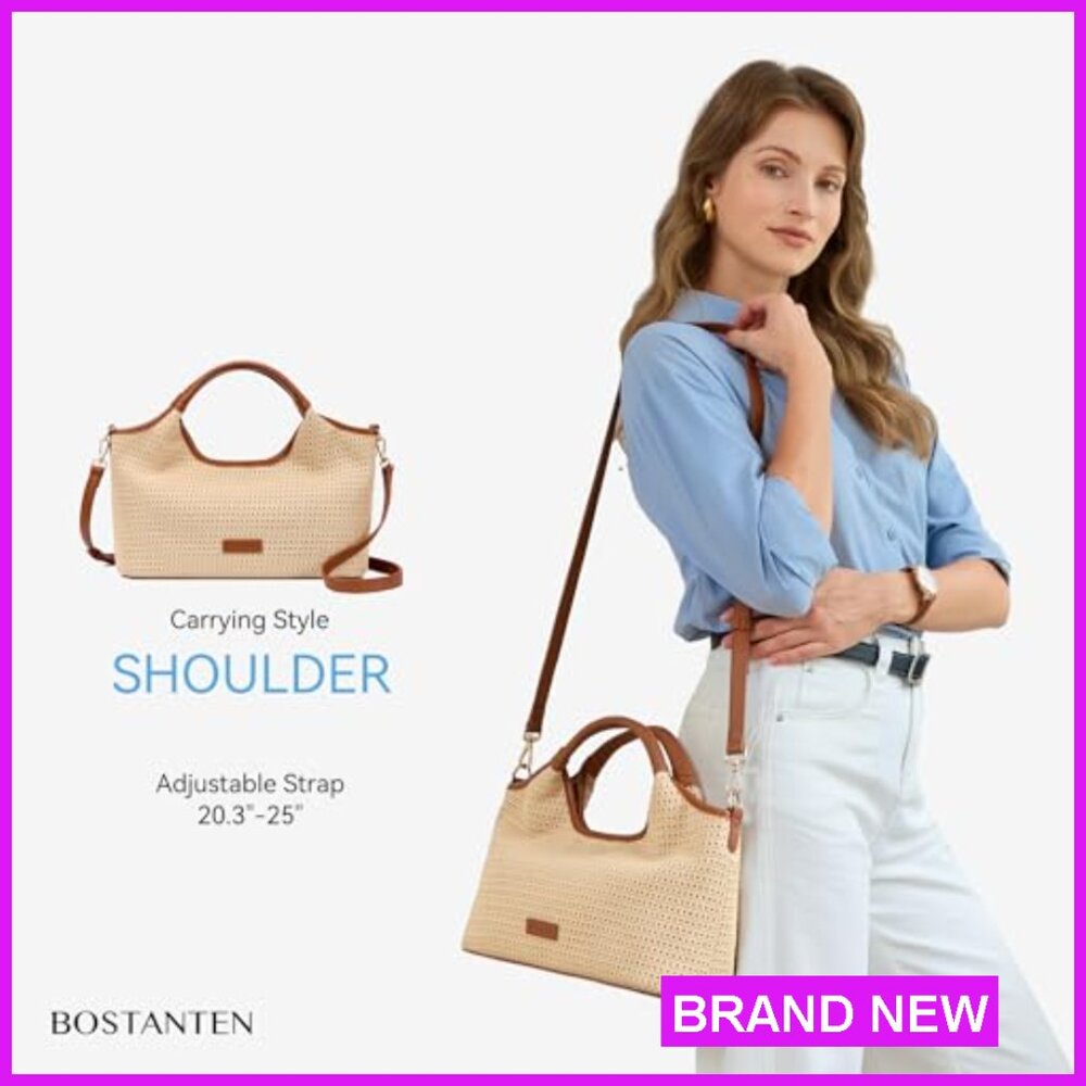 Genuine Leather Satchel Handbag Crossbody Shoulder Bag Top Handle Adjustable - Picture 4 of 7